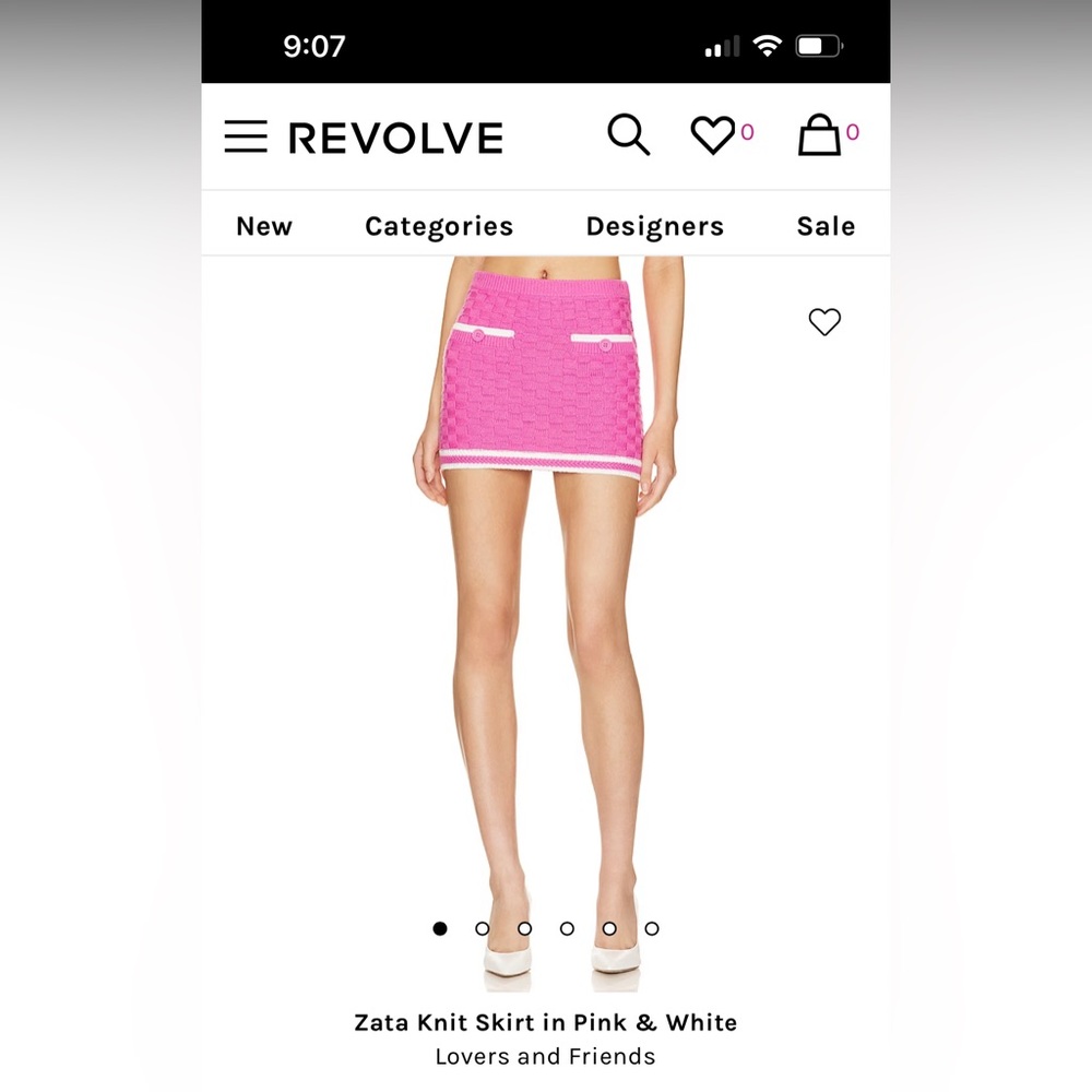 Lovers and Friends NWT Zata Knit Skirt in Pink & White, Size XS